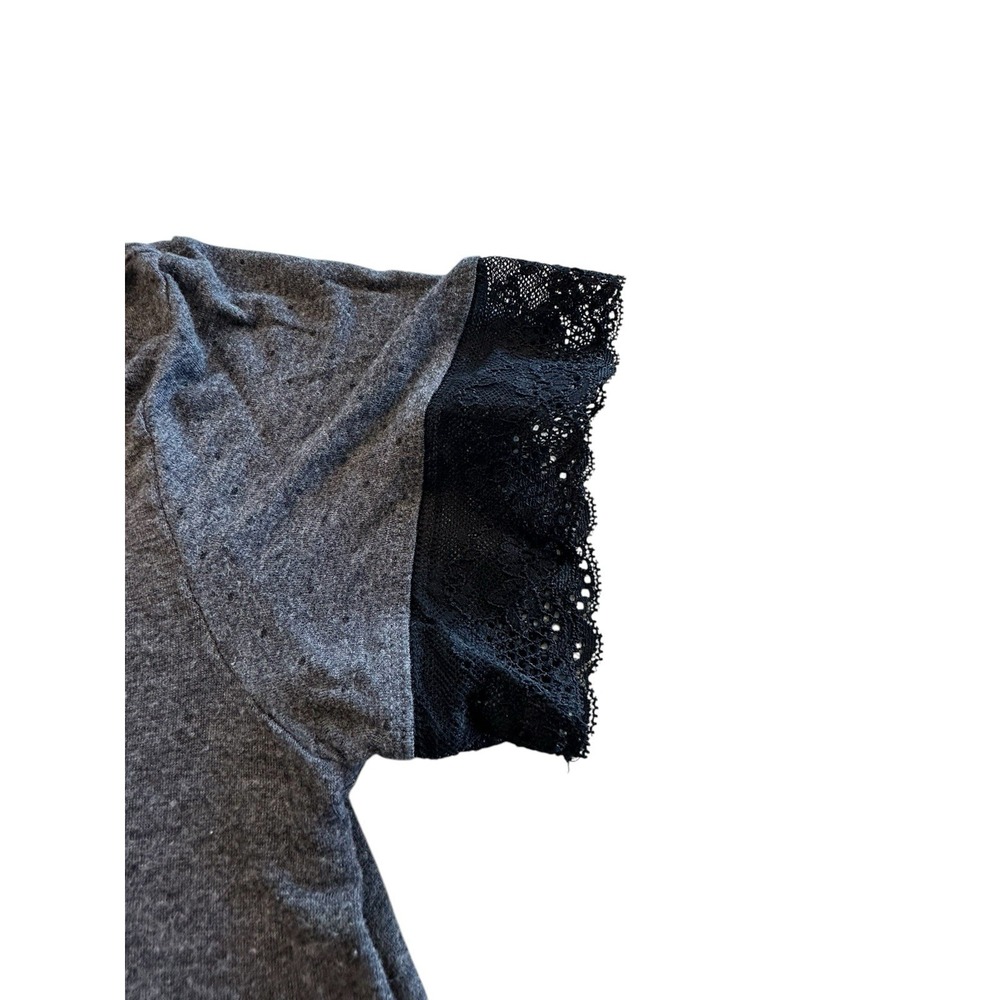 Rene‎ Rofe Sleepwear Top Womens Black Sz Medium Lace Edges Pullover Short Sleeve - Picture 4 of 8